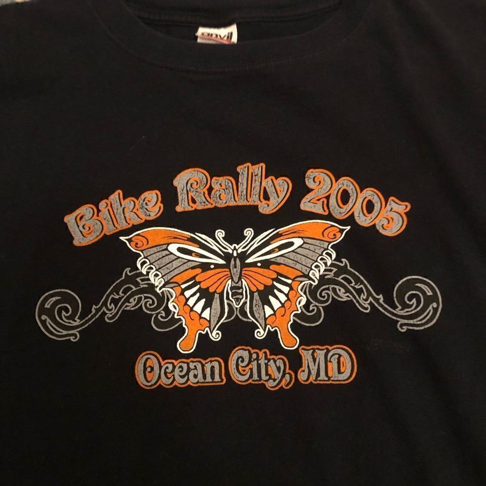 Vintage Bike Rally 2005 Ocean City MD Short Sleeve Tee - Black & Orange